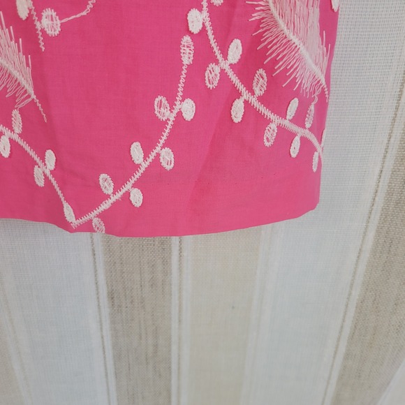 NEW Talbots Graceful Gardens Shift Dress Cotton Pastel Pink Size 12 Embroidered - Picture 4 of 12